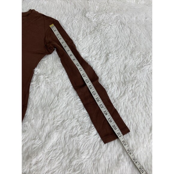 Fleece Bodysuit Size L Brown Women's Long Sleeve Jumpsuit Snaps - Picture 10 of 12